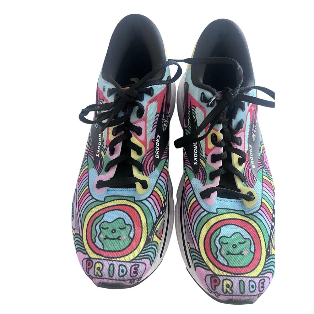 Brooks Ghost 15 Shoes Mens Size 9.5 Multicolor Pride Rainbow Running 1103931D058
